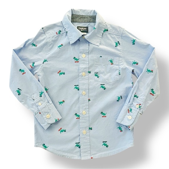 OshKosh B’gosh | Skateboarding Dinosaur Boys Button Down Shirt (5T) - Picture 3 of 6